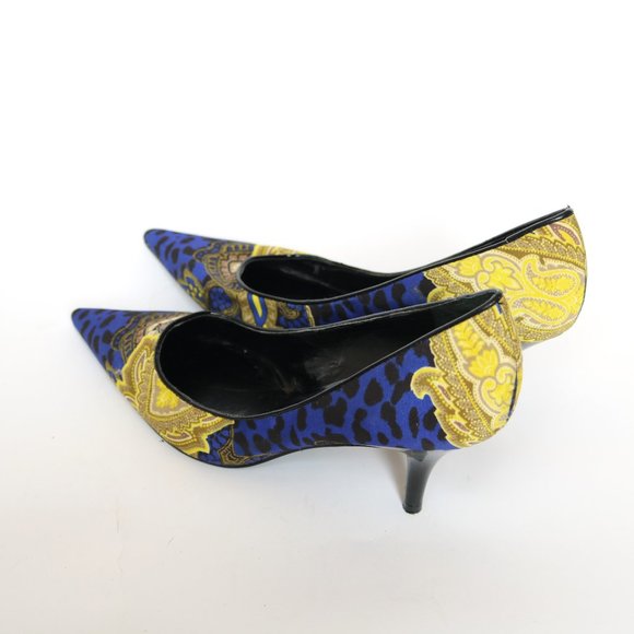 Nine West Blue and Yellow Heels - Picture 3 of 11
